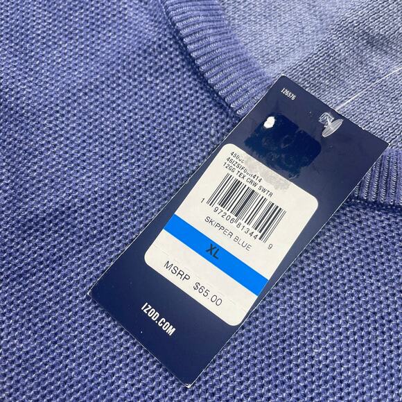 IZOD Mens 12GG Textured Crew Sweater Size XL Skipper Blue NWT - Picture 7 of 8